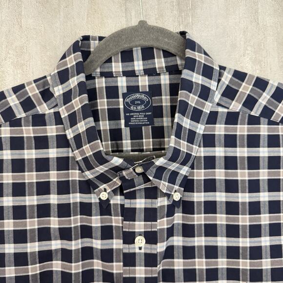 Brooks Brothers Shirt Men’s XXL Blue Plaid Button Front Supima Embroidered Logo - Picture 5 of 12